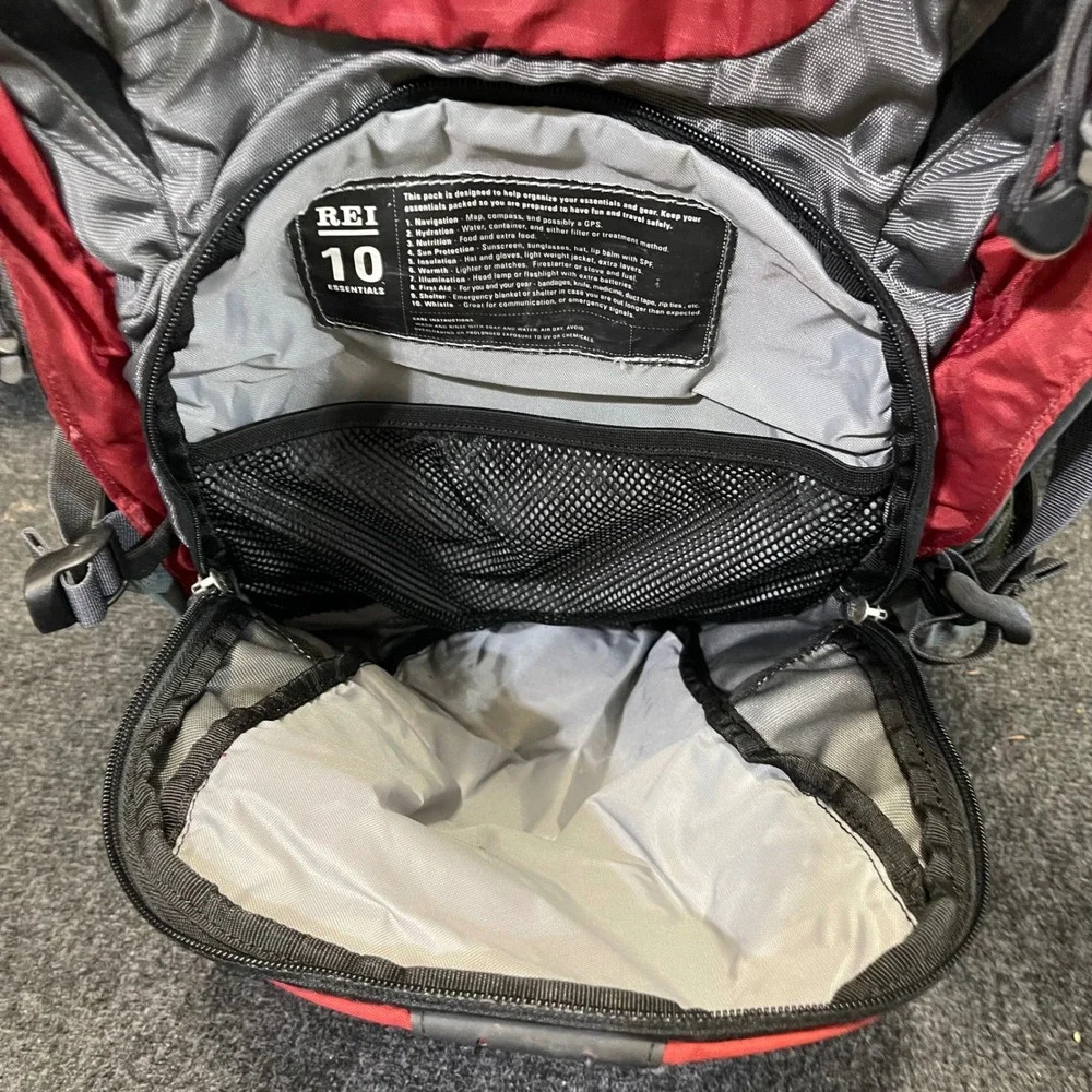 REI 747525 35L Red/Gray Traverse Hiking Backpack Daypack Ripstop Travel Bag